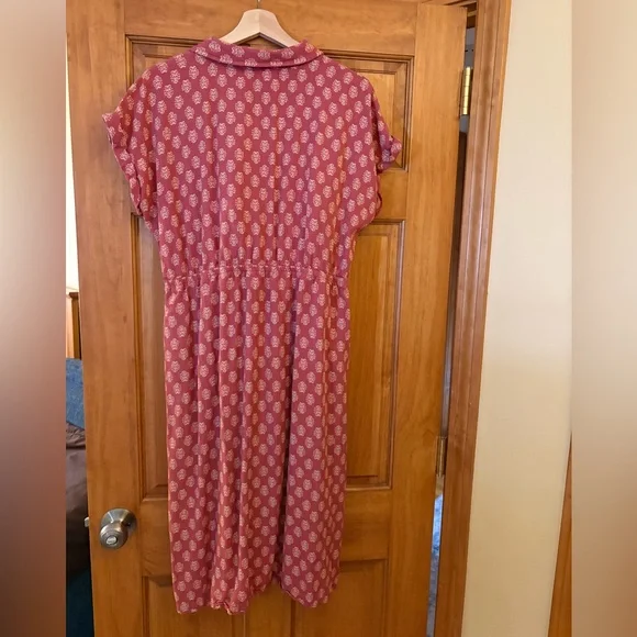 Lucky Brand Dusty Pink Patterned Button-Up Midi Dress - Picture 4 of 4